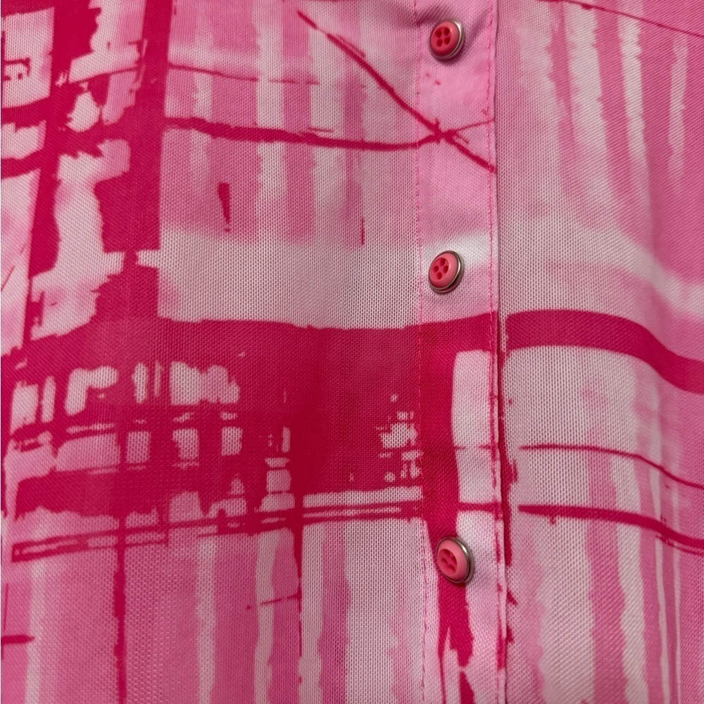 David Cline Pink Snap Button Mesh Top Sheer Rave Size Small - Picture 2 of 8